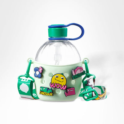Straw Water Bottle with Case and Charms -22.3oz