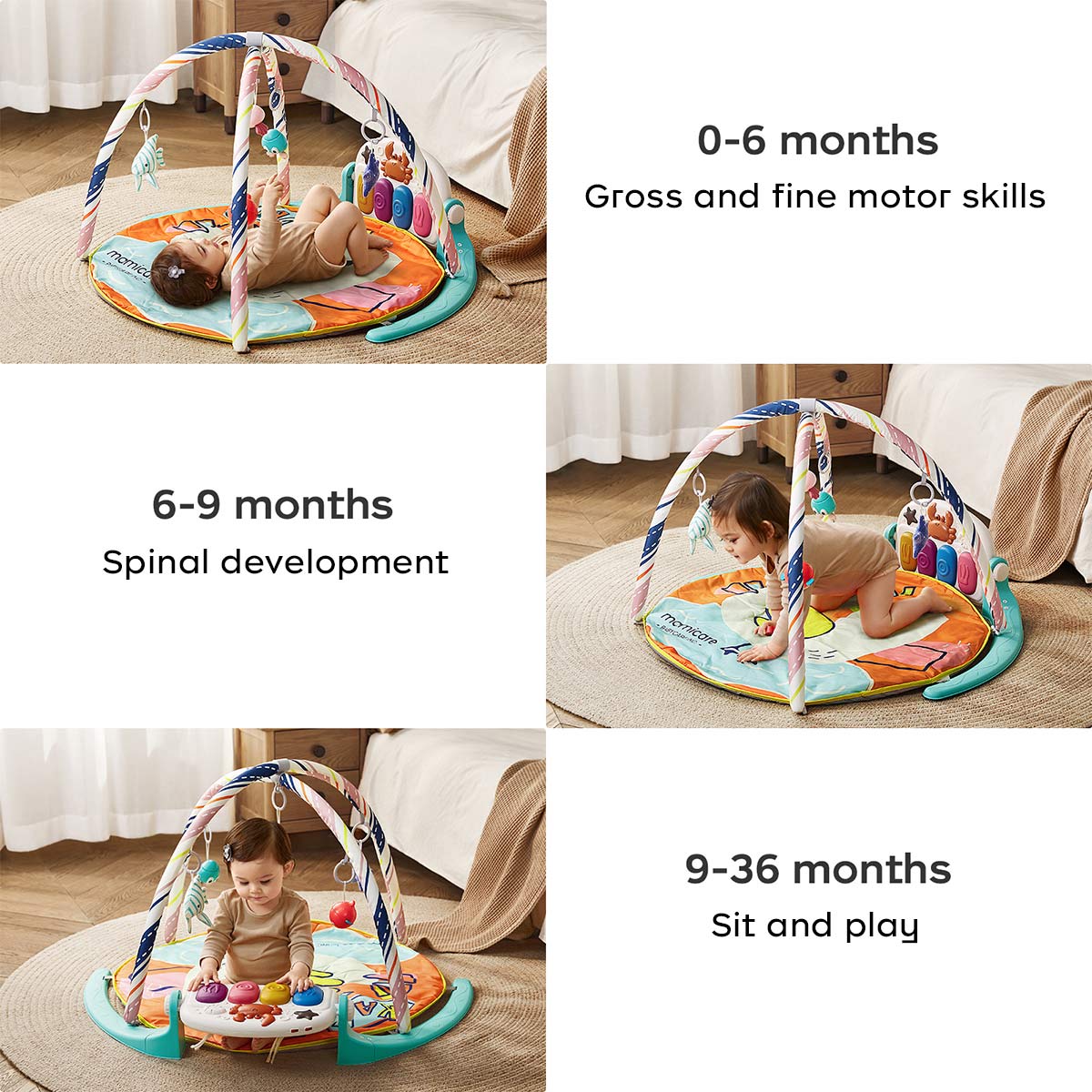 BC Babycare 4-in-1 Baby Gym Playmat, Kick and Play Piano Gym Mat,0-18 Month, Duck Pattern, Other