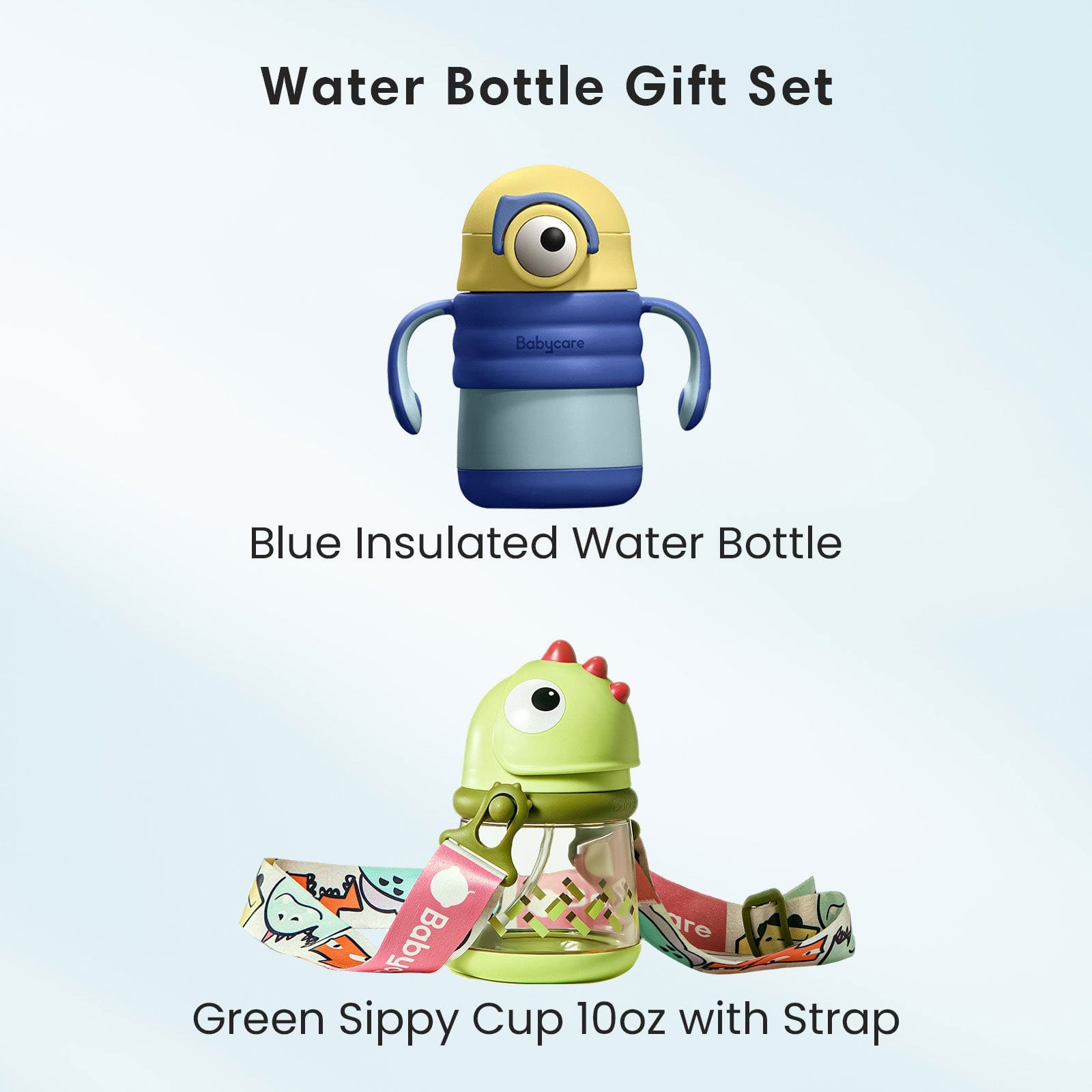 Dinosaur Kid Water Bottle for School Stainless Steel Thermos with Straw  Double Wall Vacuum Bottle with Strap Girl Gifts (green dinosaur, 500ml)