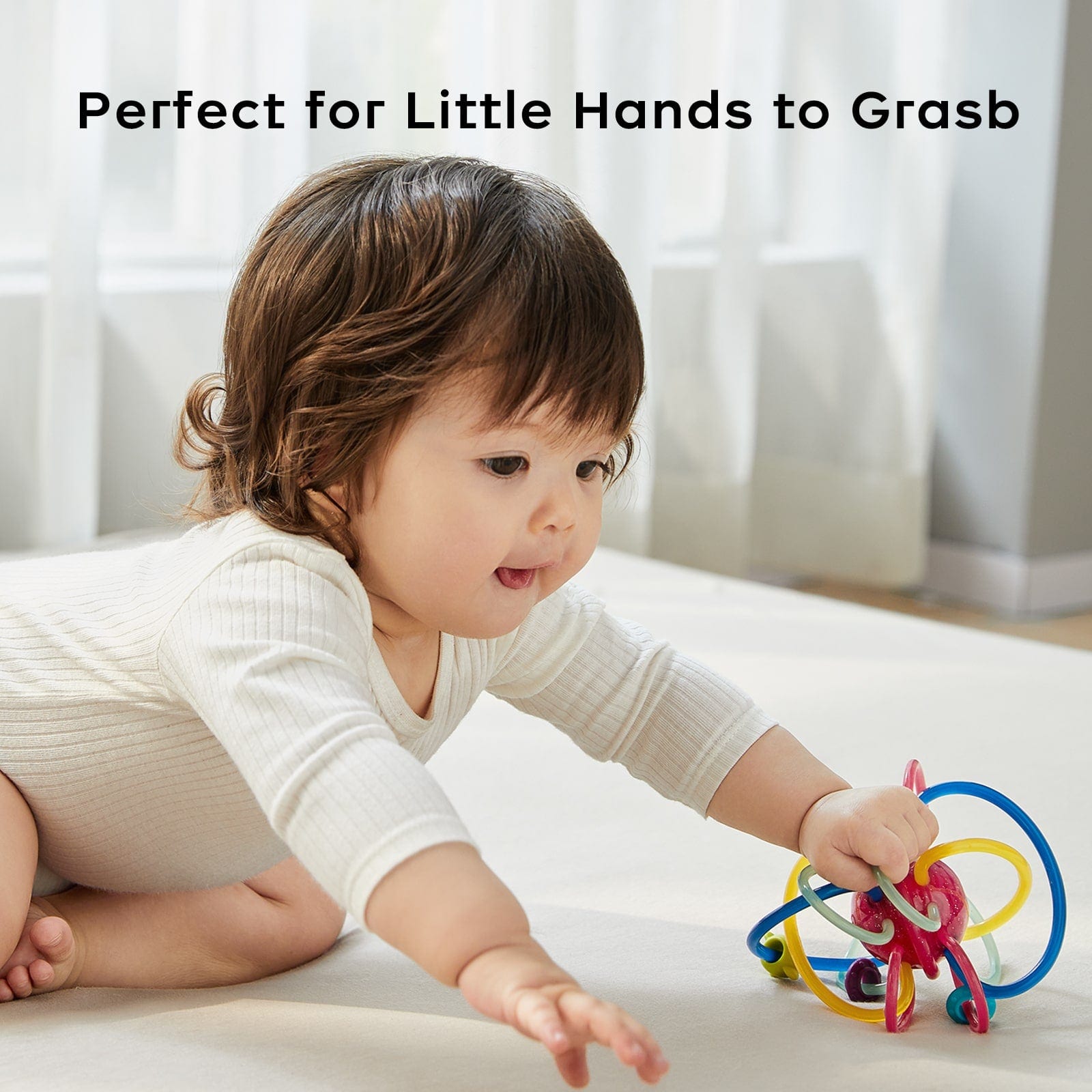 right-sized teether to help baby easily grab the toy