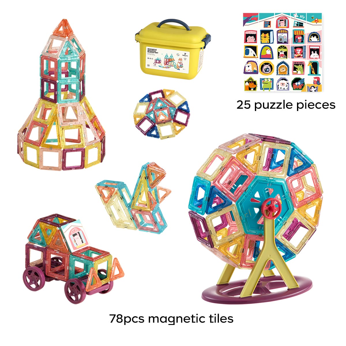 113pcs Educational & Colorful STEM Magnetic Building Blocks Toys