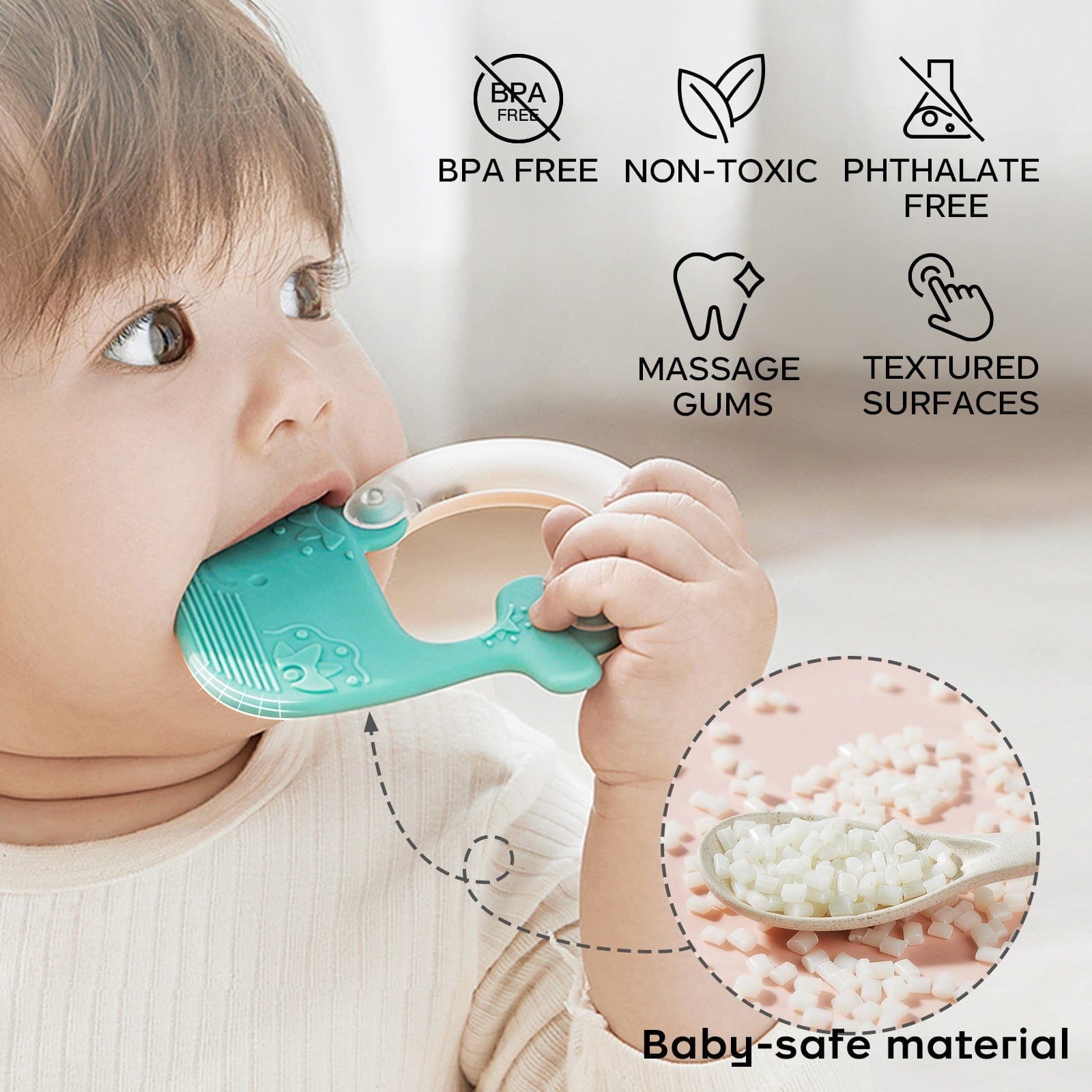 Dr. Brown's Flexees Beaded Teether Rings, 100% Silicone, Soft & Easy to  Hold, Encourages Self-Soothe, 3 Pack, Pink, White, Gray, BPA Free, 3m+ -  Walmart.com